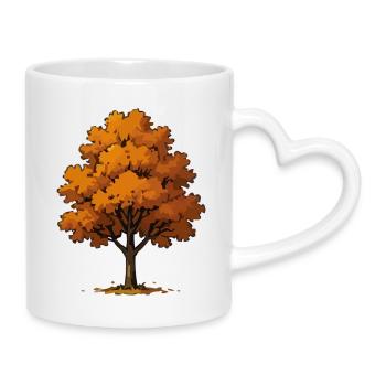 Autumn tree in fire orange - Mug with Heart-Shaped Handle - white - Right