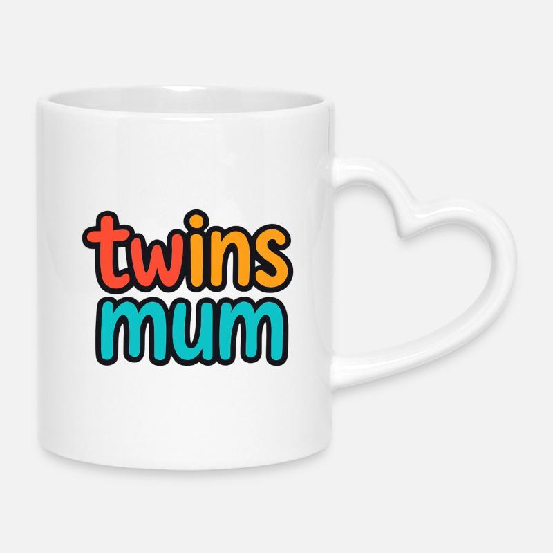 Twin Mom Twins Design - Mug with Heart-Shaped Handle - white