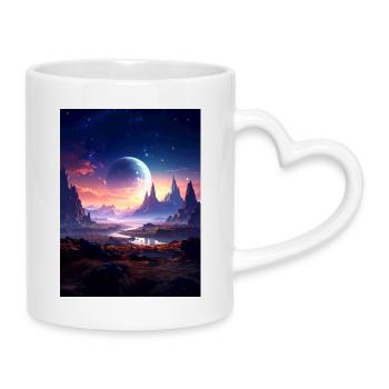 Fantasy Planet Mystery - Mug with Heart-Shaped Handle - white - Right