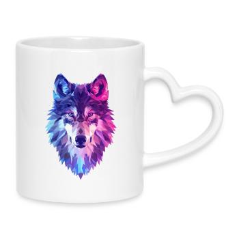 Loup géométrique aux couleurs néon - Mug avec anse en forme de cœur - blanc - Droite