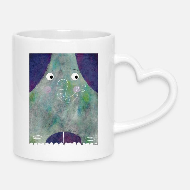 Lieber Elefant mit Charme - Tasse mit Herzhenkel - Weiß