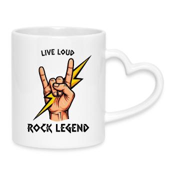 Rock Legende Handzeichen Design - Tasse mit Herzhenkel - Weiß - Rechts