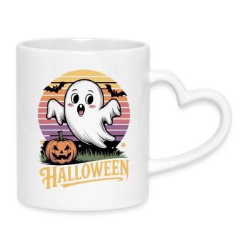 Gespenstischer Halloween-Charme - Tasse mit Herzhenkel - Weiß - Rechts
