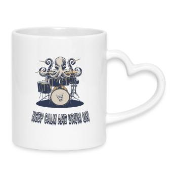 Keep Calm and Drum On - Mug with Heart-Shaped Handle - white - Right