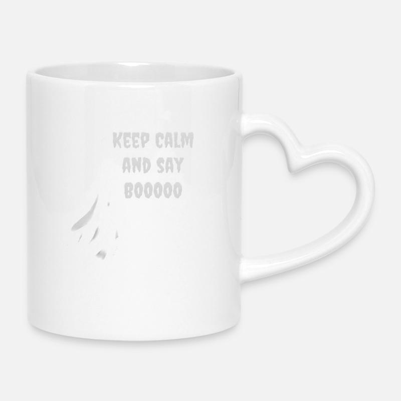 Ghost Halloween–Keep Calm and Say Boooo - Mug with Heart-Shaped Handle - white
