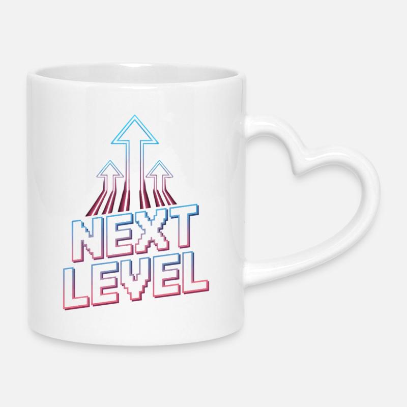 Next Level Gamer Pixel Retro Ascension Arrows - Mug with Heart-Shaped Handle - white
