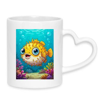 Poisson-globe – poisson venimeux dans les récifs coralliens tropicaux - Mug avec anse en forme de cœur - blanc - Droite