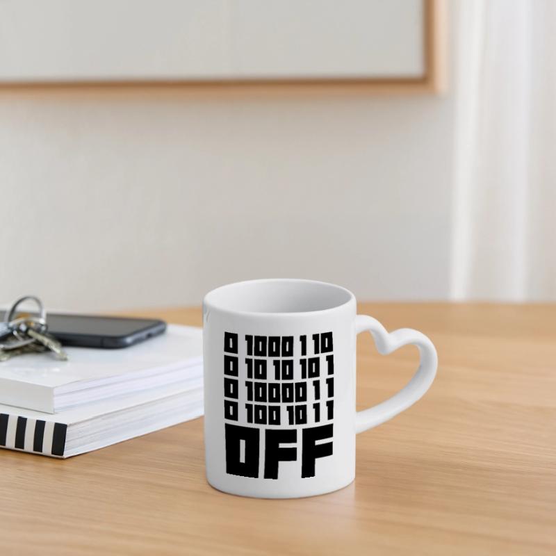 Binary Code F**k OFF – Humour Nerd & Geek Code Mug avec anse en forme de cœur