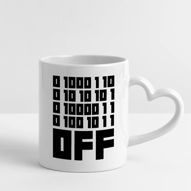 Binary Code F**k OFF – Humour Nerd & Geek Code Mug avec anse en forme de cœur