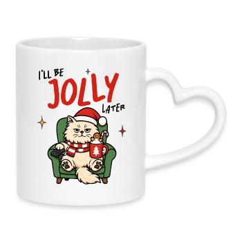 Festif Chat Douillet Illustration - Mug avec anse en forme de cœur - blanc - Droite