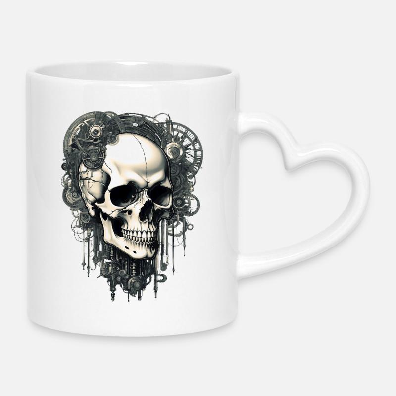 Skull - Mug with Heart-Shaped Handle - white