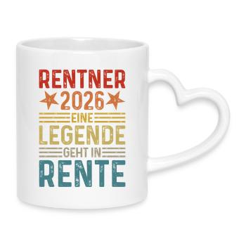Rentner 2026 - Eine Legende geht in Rente  - Tasse mit Herzhenkel - Weiß - Rechts
