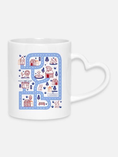 Spielstraße - Tasse mit Herzhenkel - Weiß