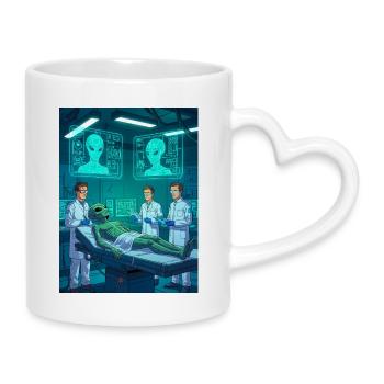 Alien Autopsy – The secret lab - Mug with Heart-Shaped Handle - white - Right