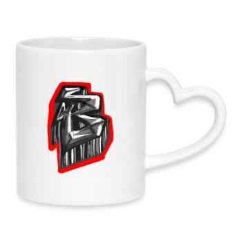 Monochrome Glyph Graffiti - Mug with Heart-Shaped Handle - white - Right