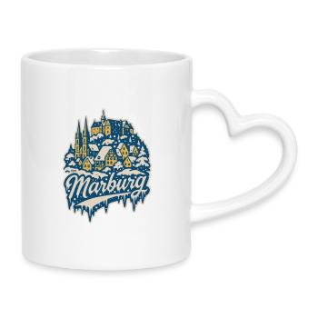 Marburg in winter magic - Mug with Heart-Shaped Handle - white - Right