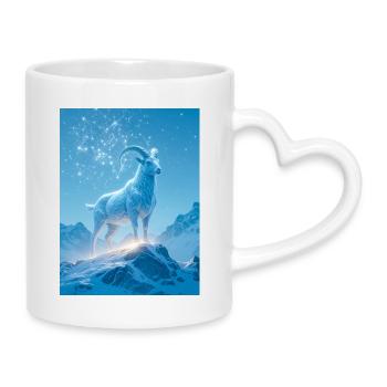 Ancient cosmic guardian ascending - Mug with Heart-Shaped Handle - white - Right