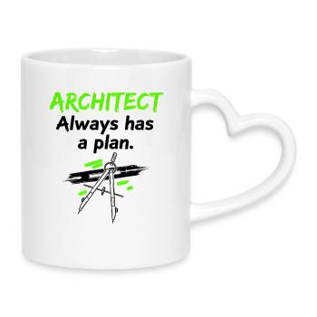 Architect with a plan - Mug with Heart-Shaped Handle - white - Right