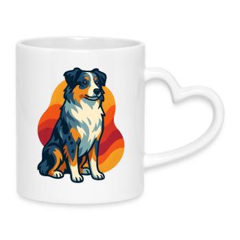 Chien de berger australien coucher de soleil - Mug avec anse en forme de cœur - blanc - Droite