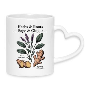 Herbes botaniques - Mug avec anse en forme de cœur - blanc - Droite