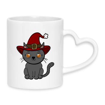 Noël chat - Mug avec anse en forme de cœur - blanc - Droite