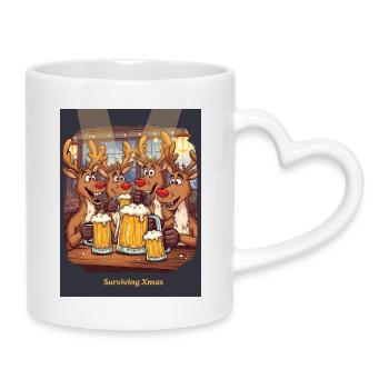 Surviving Xmas - Mug with Heart-Shaped Handle - white - Right