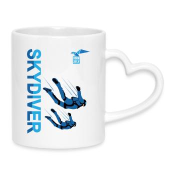 Parachutiste | Ciel bleu, couleur vibrante - Mug avec anse en forme de cœur - blanc - Droite