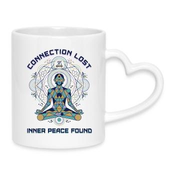 Connection Lost - Inner Peace Found - Tasse mit Herzhenkel - Weiß - Rechts