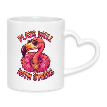 Swingers Flamingo – Upside Down Pineapple - Mug with Heart-Shaped Handle - white - Right