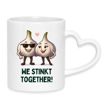 Garlic duo: We stink together - Mug with Heart-Shaped Handle - white - Right
