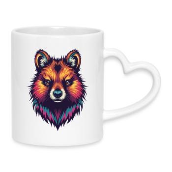 Colored Quokka Portrait - Mug with Heart-Shaped Handle - white - Right