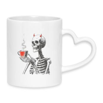 Devilish Coffee Skeleton - Mug with Heart-Shaped Handle - white - Right
