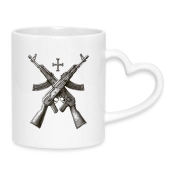 Rifle Cross Silhouette - Mug with Heart-Shaped Handle - white - Right