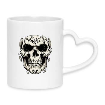 Splintering Skull – Gothic Graphics - Mug with Heart-Shaped Handle - white - Right