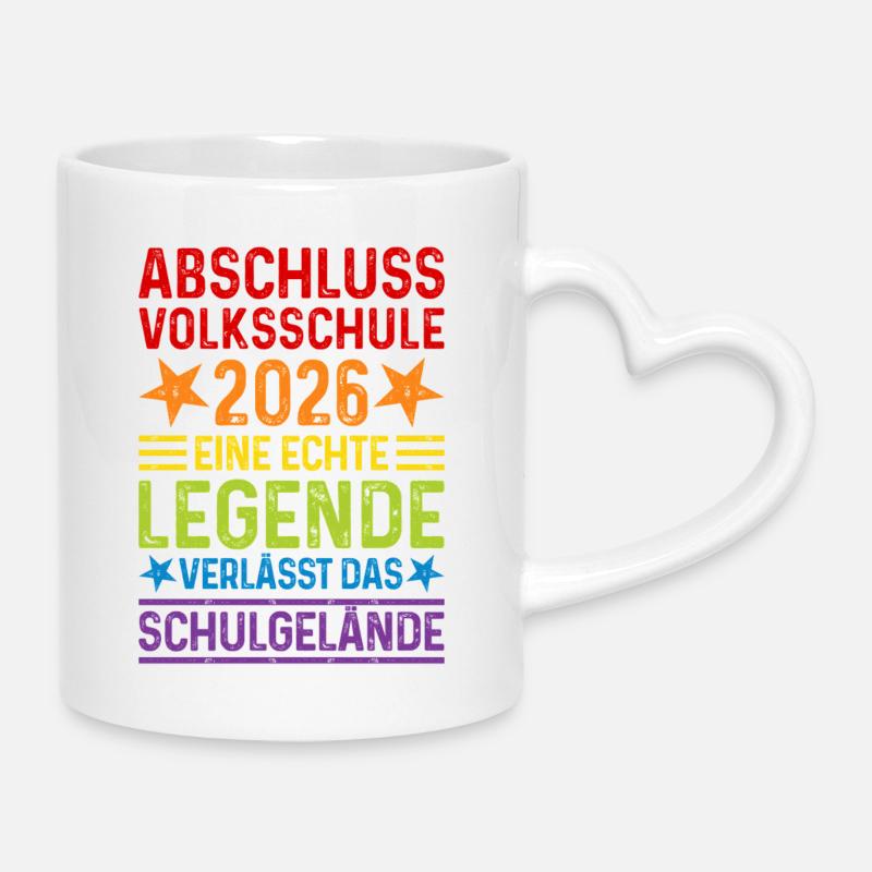 Diplôme de l’école primaire 2026 - Mug avec anse en forme de cœur - blanc