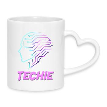 Neon Kopf Schaltkreis Techie - Tasse mit Herzhenkel - Weiß - Rechts