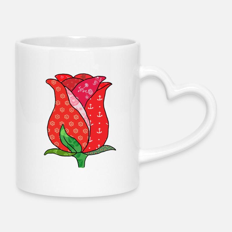 Pattern rose - Mug with Heart-Shaped Handle - white