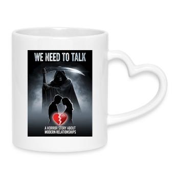 We Need to Talk Horror Relationships - Movie Poster - Mug with Heart-Shaped Handle - white - Right