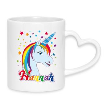 Hannah, nom de jeune fille, prénom préféré - Mug avec anse en forme de cœur - blanc - Droite