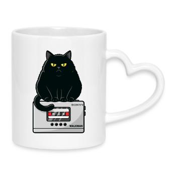 Walkman Loaf Chat Musique K7 - Mug avec anse en forme de cœur - blanc - Droite