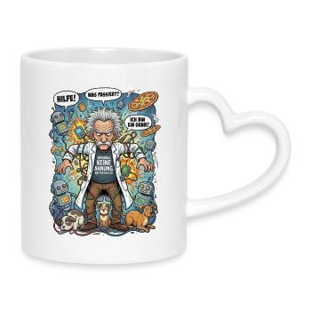 Genius in chaos: Einstein and robots - Mug with Heart-Shaped Handle - white - Right