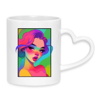 Glam Girl Portrait - Mug avec anse en forme de cœur - blanc - Droite