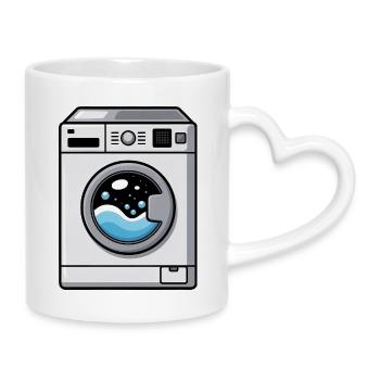 Washing Machine Comic Cute Kawaii - Mug with Heart-Shaped Handle - white - Right