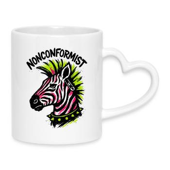 Zèbre Punk Non conformiste Crête Fluo Style Rocker - Mug avec anse en forme de cœur - blanc - Droite