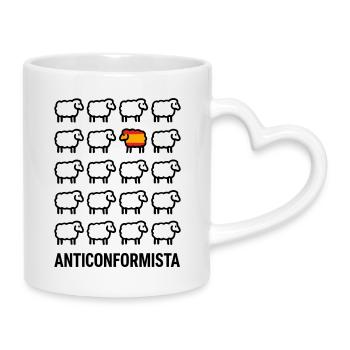 Anticonformiste Mouton Drapeau Espagne Humour - Mug avec anse en forme de cœur - blanc - Droite