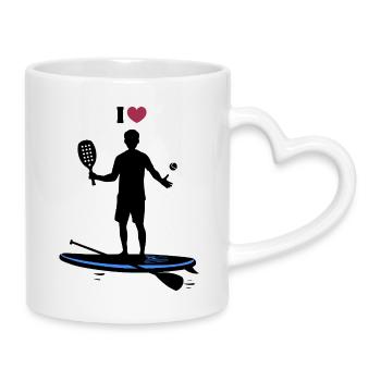 I love padel - humor, paddle and sport - Mug with Heart-Shaped Handle - white - Right