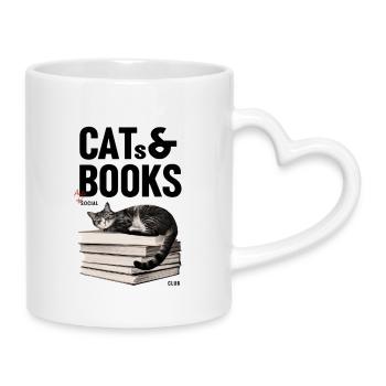 CAT & BOOKS - Tasse mit Herzhenkel - Weiß - Rechts