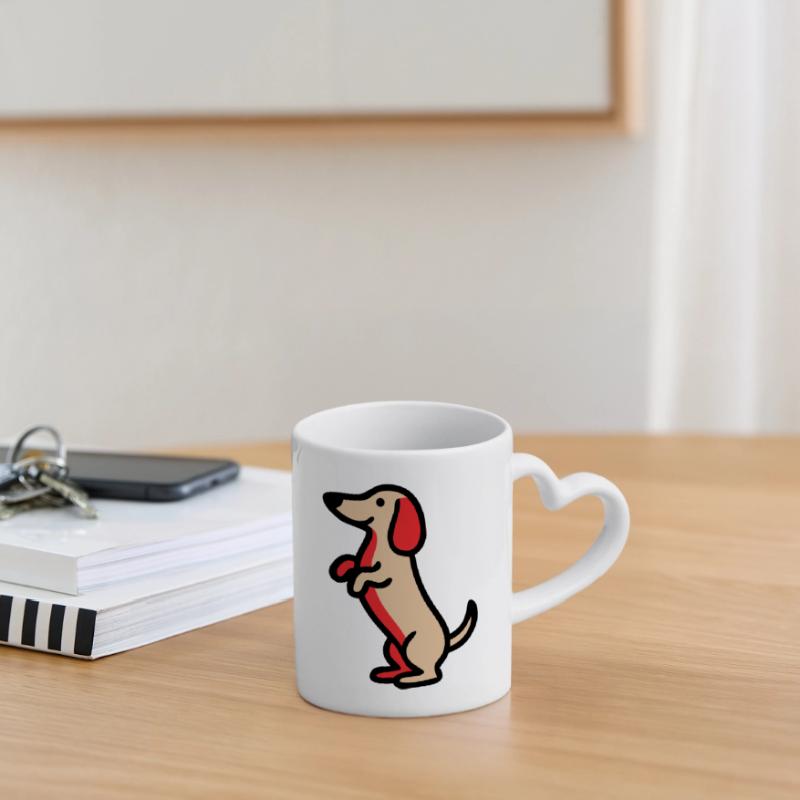 Petit teckel Mec Comic Mug avec anse en forme de cœur