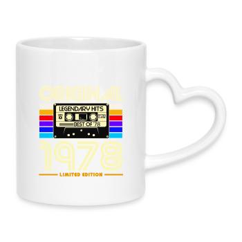 Original 1978 Cassette Retro - Mug with Heart-Shaped Handle - white - Right