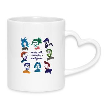 Bunte Köpfe – Menschliche Intelligenz - Tasse mit Herzhenkel - Weiß - Rechts